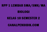 RPP 1 Lembar Biologi SMA/MA/SMK Kelas 10 Semester 2