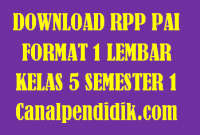 Download RPP 1 Lembar Pelajaran PAI Kelas 5 Semester 1