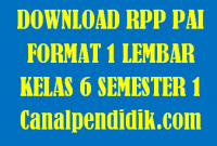Download RPP 1 Lembar Pelajaran PAI Kelas 6 Semester 1